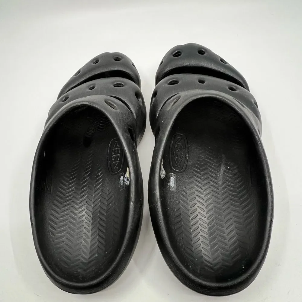 KEEN Yogui Black Perforated Slip-On EVA Rubber Clogs EU 42 M 9 W 11 Unisex
